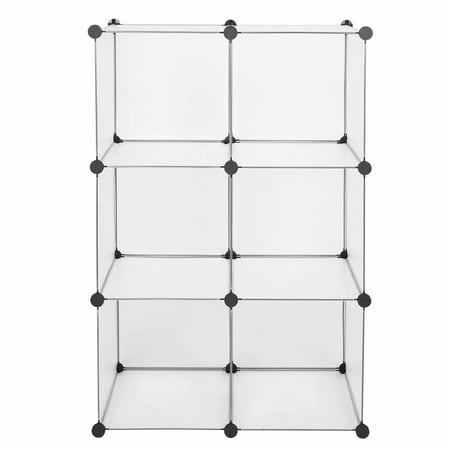 Cube Storage Organizer, 6 Cubes Shoe Rack, DIY Plastic Modular Closet Cabinet Storage Organizer White Color