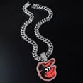 thumbnail image 2 of Orioles GEM Chain Necklace – Silver Bling Pendant with 24-Inch Hip Hop Chain –Baltimore Baseball Fan Jewelry, 2 of 3