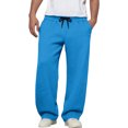 thumbnail image 2 of Dwellite Baggy Sweatpants Men Wide Leg Lounge Pants with Pockets Soft Drawstring Waist Open Bottom Joggers for Gym Travel Dark Blue S, 2 of 7