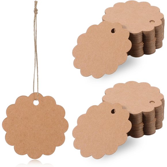 Sack Paper Gift Tags 100PCS Brown Paper Hang Tags with String Brown Hanging Price Tag Wedding Favors Tag for Gift Wrapping Craft Projects Greeting Cards