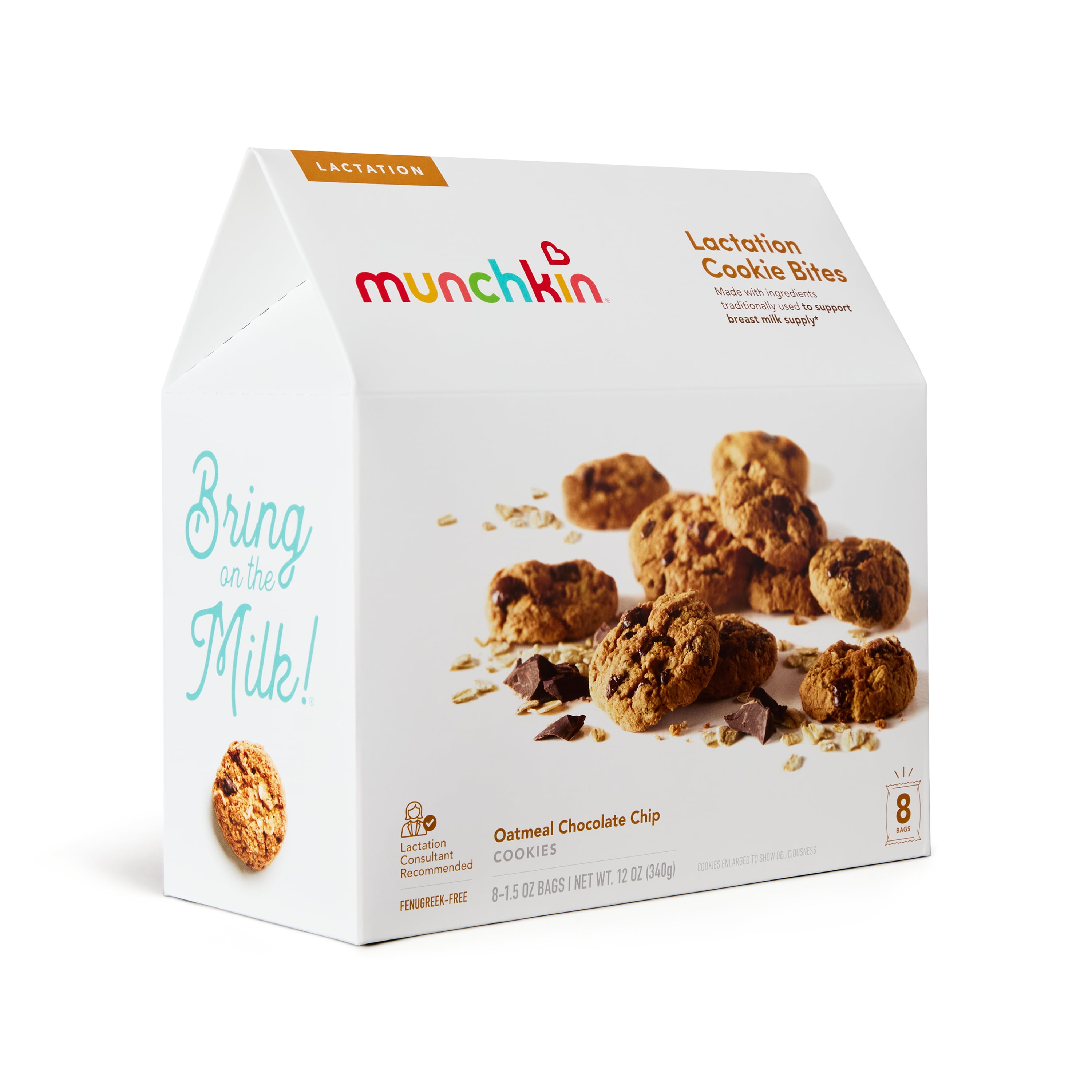 Munchkin Oatmeal Chocolate Chip Lactation Cookie Bites, Baked, 8 Count