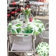 thumbnail image 5 of Outdoor Tablecloth with Umbrella Hole for Patio/Picnic/Party/Camping, Spring Botanical Waterproof Table Cloth Round Cover Washable, Green Ivy Ferns Oak Leaves Light Blue (Dia 60"), 5 of 8
