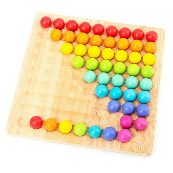 Beads Board Game Rainbow Wooden Go Games Set Dots Shuttle Beads Puzzle Toy