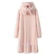 thumbnail image 2 of Bath Robes for Women 2024 Cute Warm Sherpa Fleece Loungewear Kawaii Long Housecoat with Pockets Winter Mid-length Bathrobe, 2 of 4