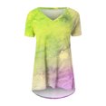 thumbnail image 4 of Tops sueltos plisados de manga corta SCZ mujer casual talla grande Verde claro XL, 4 of 5
