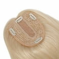 thumbnail image 6 of MY-LADY Clip in Hair Topper 100% Remy Human Extensions Women Toupee Silk Base Hairpiece with Bangs for Loss Hair #60 Platinum Blonde 18", 6 of 9
