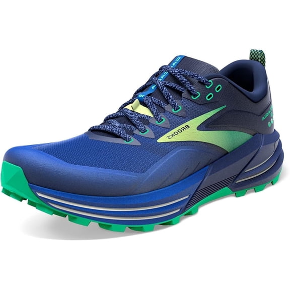 Brooks Men's Cascadia 16 Trail Running Shoe - Blue/Surf The Web/Green - 9.5 Medium