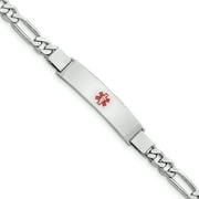 Sterling Silver Rhodium-plated Medical ID Figaro Link Bracelet 8 Inch "Bracelets