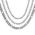 thumbnail image 1 of INFINIQUE CREATIONS Stainless Steel Figaro Chain - Bracelet and Silver Necklace for Women and Men, 3mm-7mm, 7'-38', Silver - 1 Pack, 1 of 7