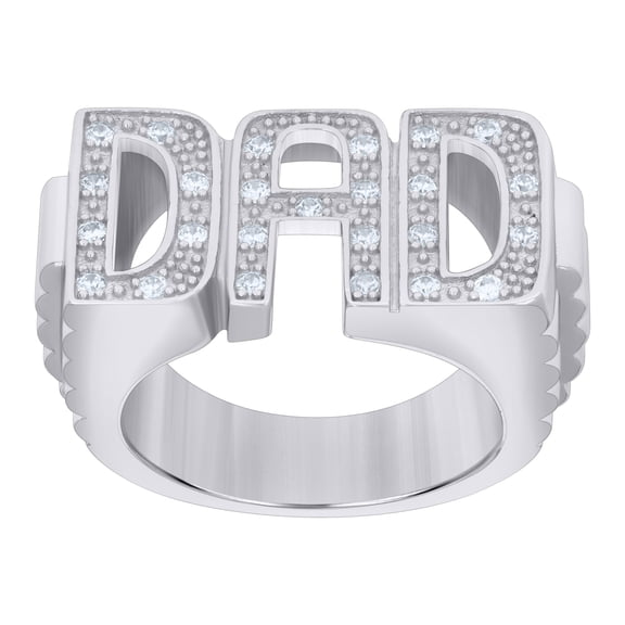 925 Sterling Silver Mens Cubic-Zirconia DAD Fashion Ring Size 8