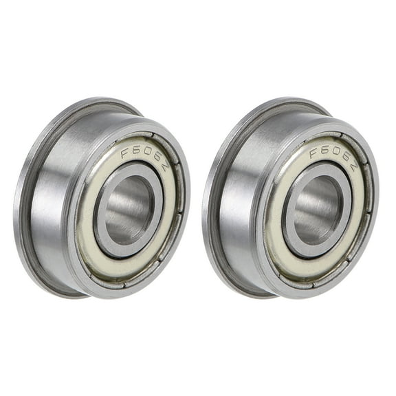 F606ZZ Flange Ball Bearings 6mm x 17mm x 6mm Steel Shielded Chrome Steel Z2 2pcs