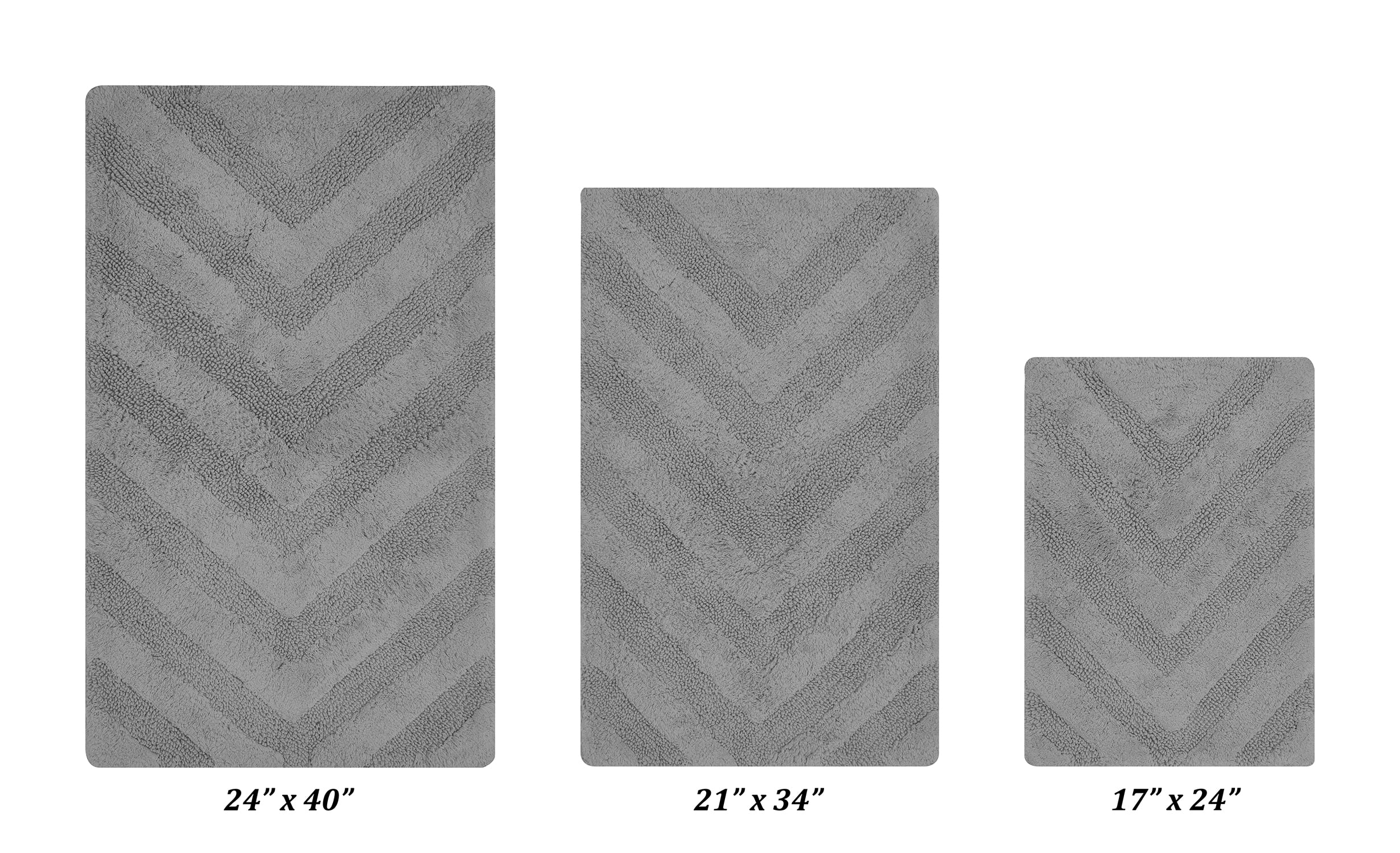 Better Trends 3 Piece Bathroom Rug Set 100% Cotton Extra Soft Tufted Bath Rug Water Absorbent Non-Slip Bath Mat Machine Washable (Gray) Hugo Collection