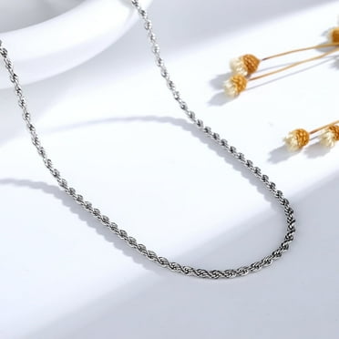 Amy and Annette Sterling Silver Rope Chain Necklace, 24 in, Rope