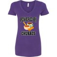 thumbnail image 3 of Inktastic Powered by Churros and Chocolate Women's V-Neck T-Shirt, 3 of 5