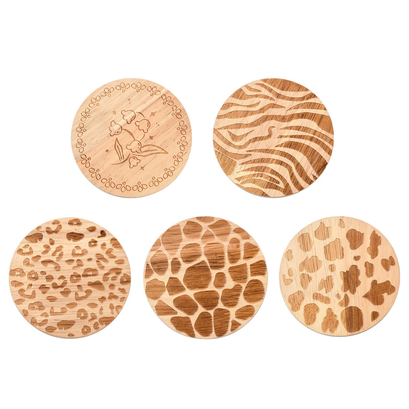 DanLingJewelry 5 Pack Wood Coasters for Drinks Drinks Coasters for Coffee Tabletop Protection Non-Slip Non-Stick Suitable for Kinds of Cups Wooden Table Drink 4 Inch Brown