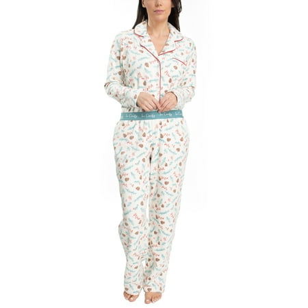 

Hanes Women s Legacy Notch Collar Top and Elastic Pajama Sleep Set Pinecones Petite/X-Large