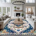 thumbnail image 5 of Boho Tribal Washable Area Rug 5 x 7 ft Retro Style Flowers , Soft Non Slip Rugs Stain Repellent Indoor Felt Carpet for Living Dining Room Bedroom Home Office, 5 of 9