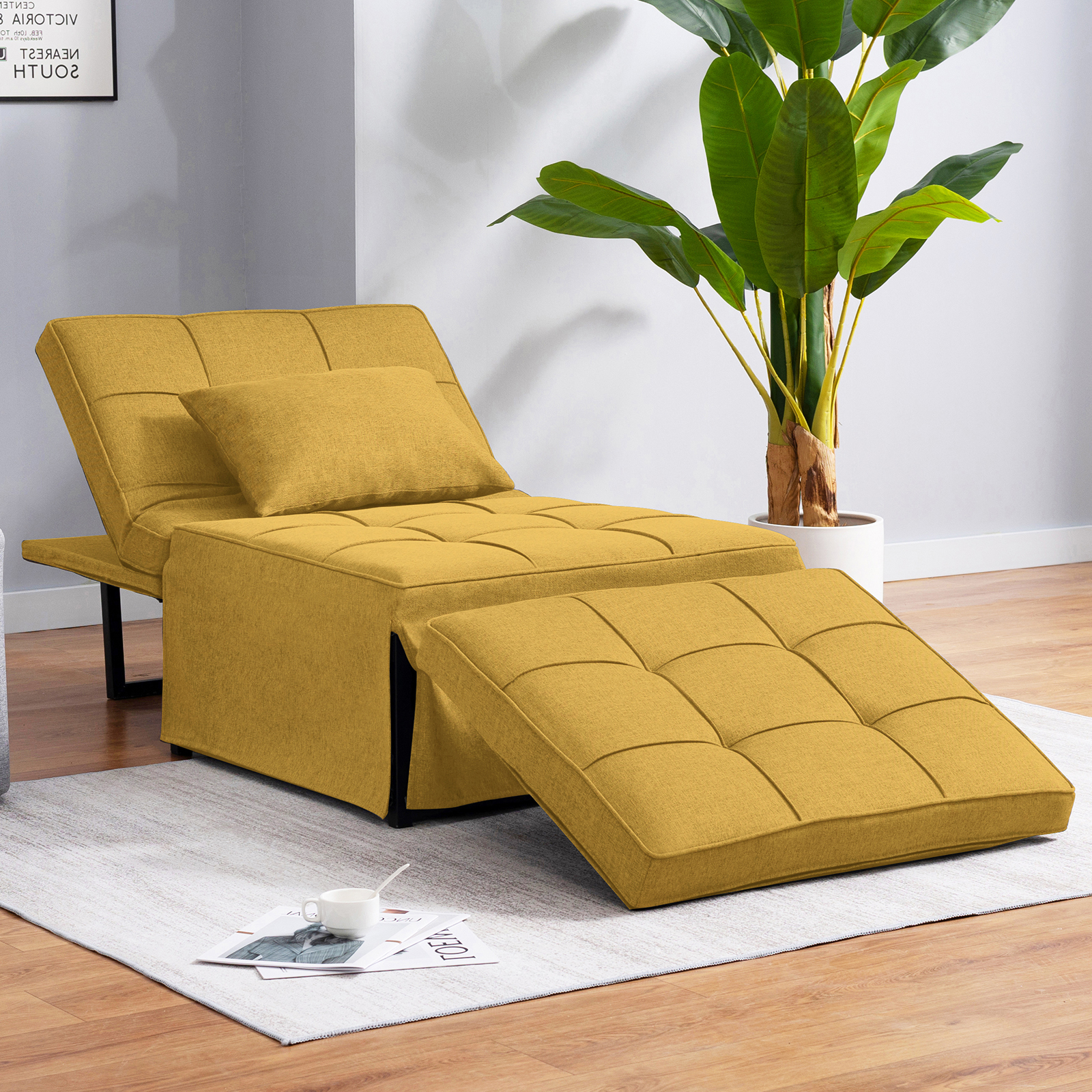 BALUS 73"L Convertible Sofa Armless Lounger, Upholstered Chair Sleeper