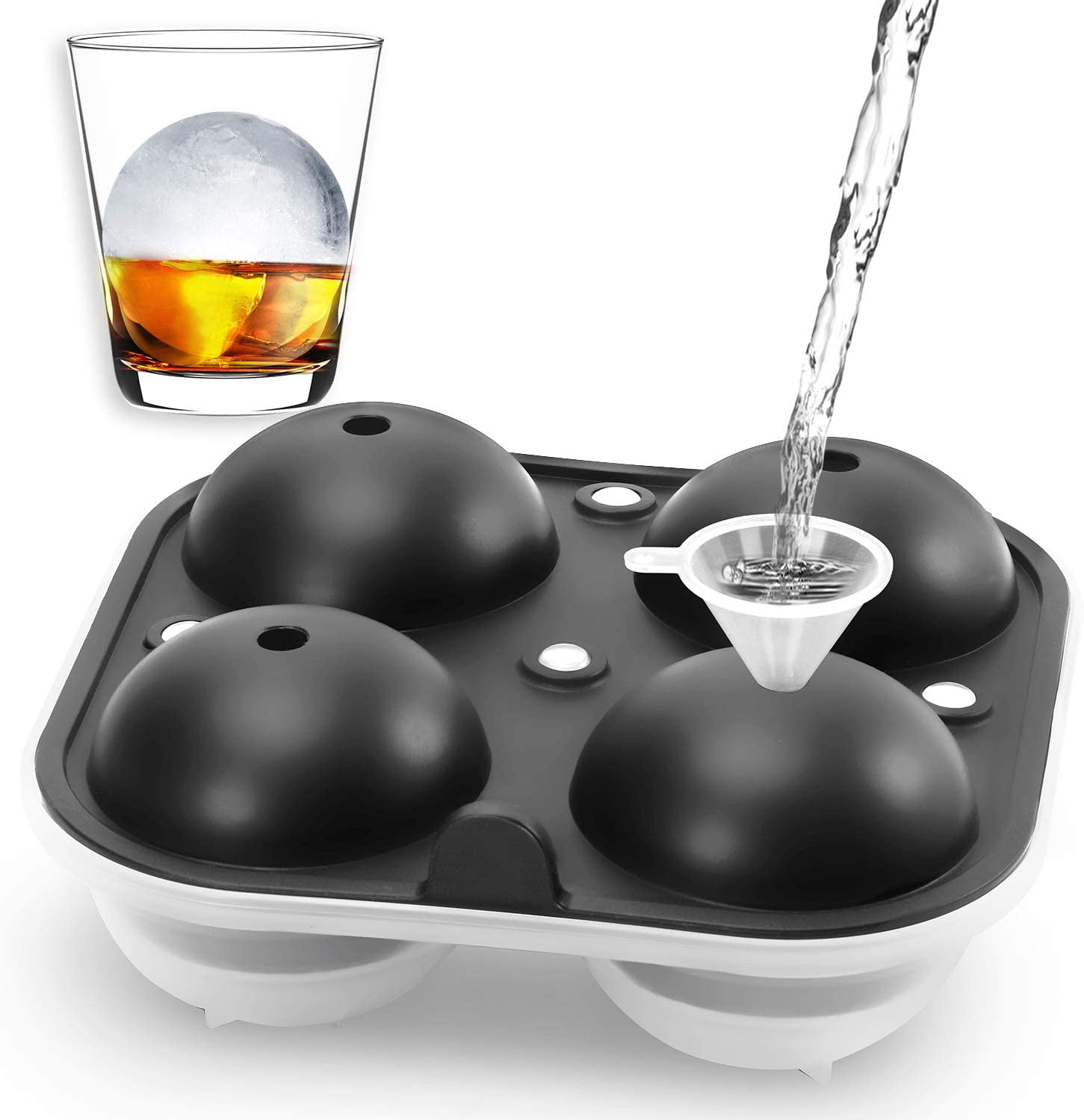 Round Ice Cube Ball Maker Tray Sphere Molds Bar Funnel DIY Bartender 