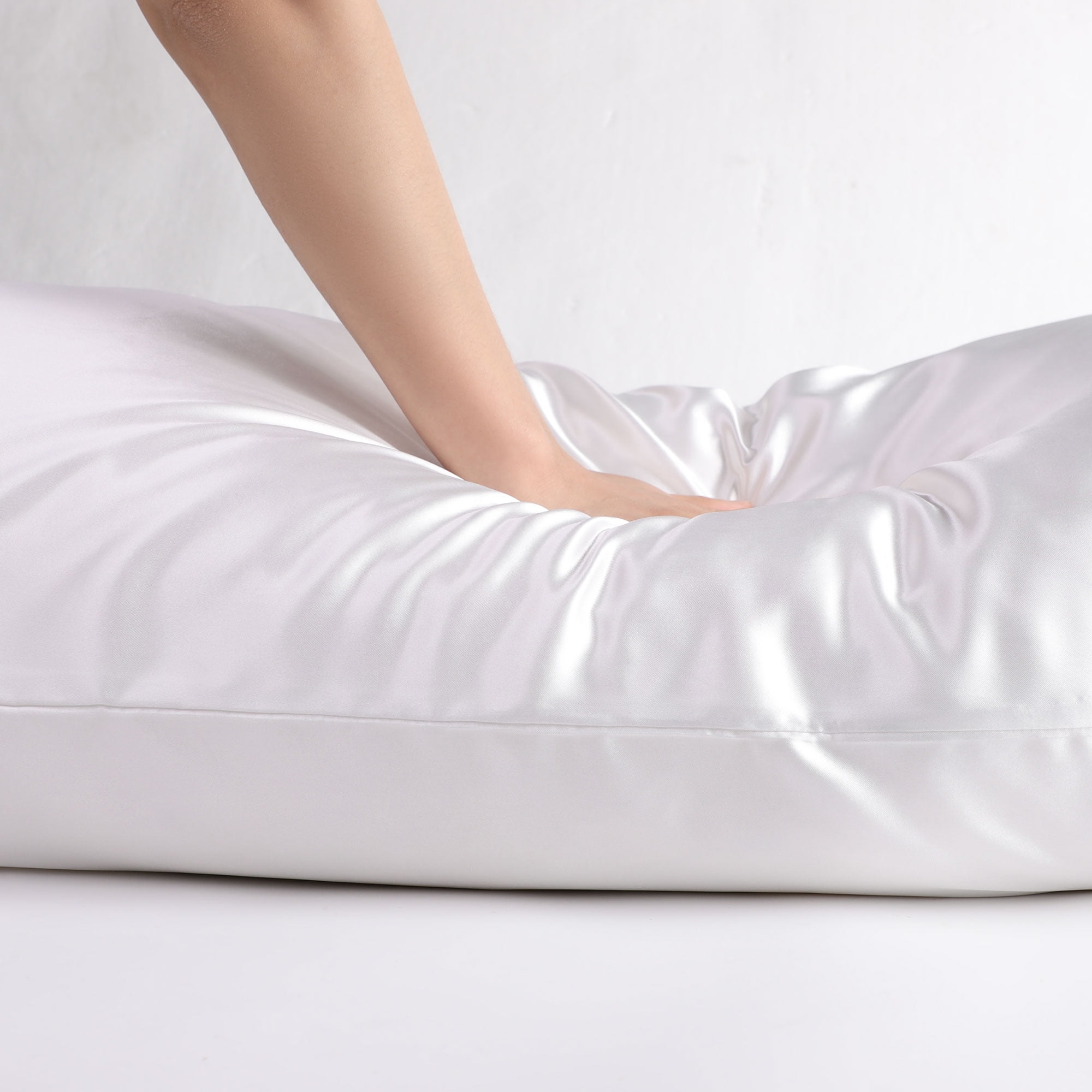 Unique Bargains Zipper Closure 1 PC Satin Body Pillowcases White 20"x60"