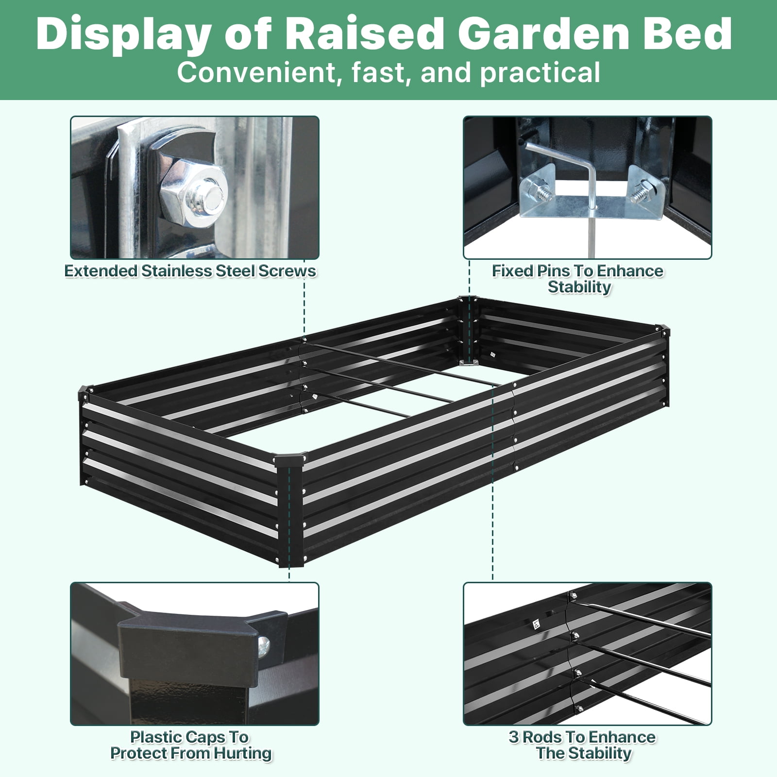 Galvanized Raised Garden Bed 2-Pack - Metal Raised Bed Garden Kit 6'x3'x1' for Flower Planters, Vegetables Herb