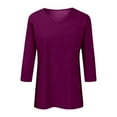 thumbnail image 5 of Aihuaihua Loose Fit Long Sleeve Shirts for Women V Neck T-Shirts and Casual Wear Solid Womans Tops Fall Business Casual Outfits for Women Dark Purple XL, 5 of 6