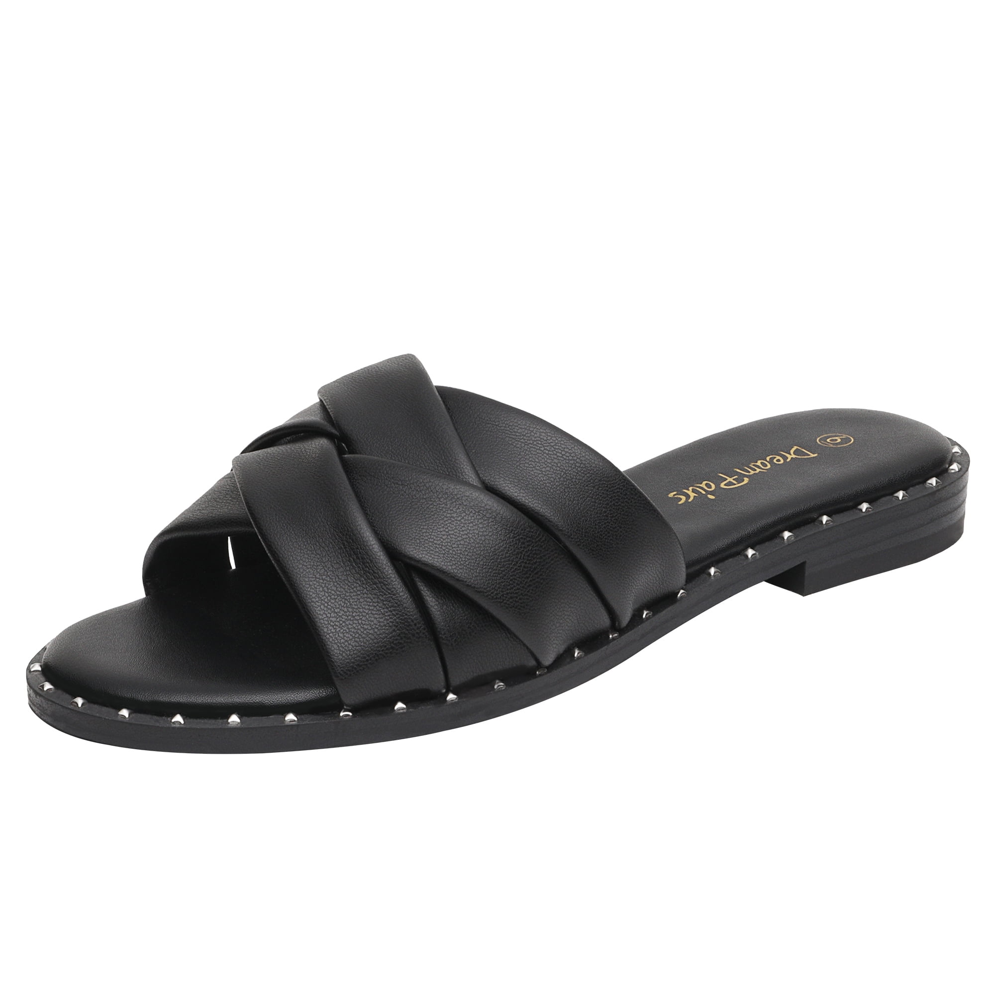 Black slides with studs outlet