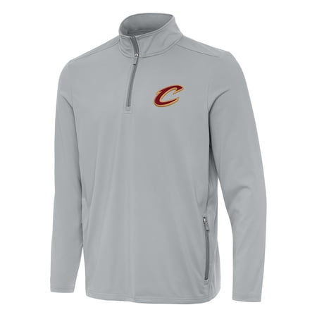 Men's Antigua Gray Cleveland Cavaliers Perilous Quarter-Zip Sweatshirt