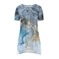 thumbnail image 4 of Yuyuzo Hauts d'Été pour Femmes 2025 Coupe Ample Col Rond Manches Courtes T-Shirts Graphiques Rayures Étoiles Blouses Décontractées Confortables, 4 of 5