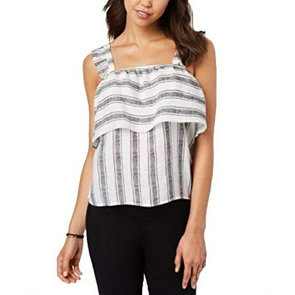 Almost Famous Juniors' Striped Ruffle-Trimmed Tank Top