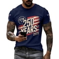 thumbnail image 4 of 250 Anniversary Usa T Shirt for Men Usa Flag Print Short Sleeve Crew Neck Waffle Shirts 1776-2026 Pullover Relaxed Fit Breathable Comfy Tshirt, Navy, #01 Navy, 4 of 4