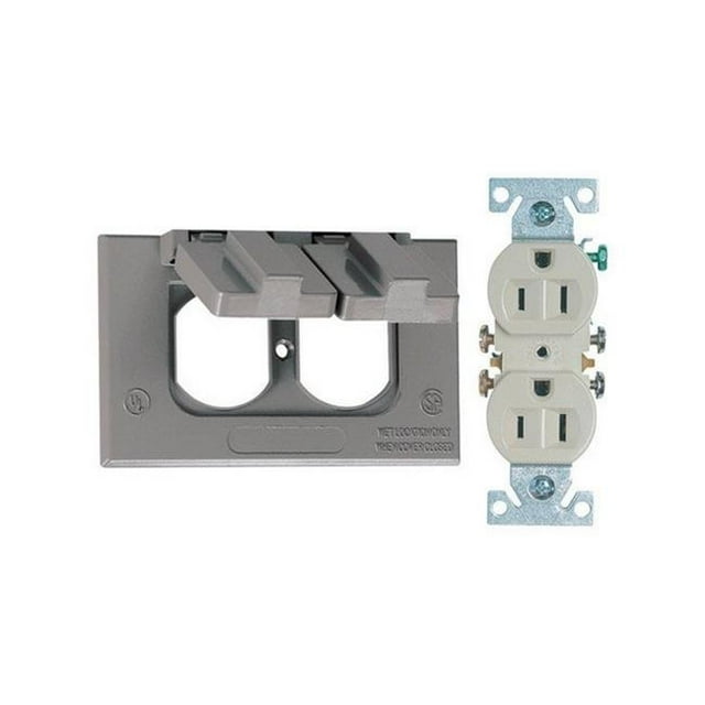 14227 1 Gang Gray Weatherproof Duplex Cover Receptacle