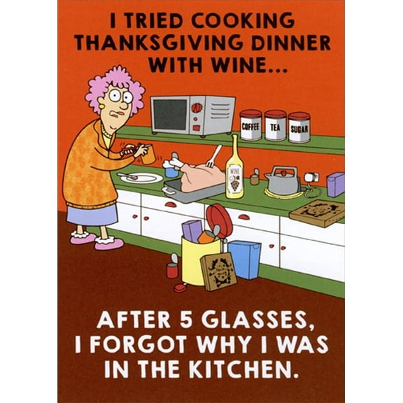 RSVP I Tried Cooking Dinner with Wine Humorous : Funny Thanksgiving Card