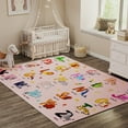 thumbnail image 3 of SARAG Pink ABC Animal Children's Rug - Nursery/Bedroom Educational Alphabet Play Mat, Soft Non-Slip Baby/Toddler Rug 5'x7', 3 of 8