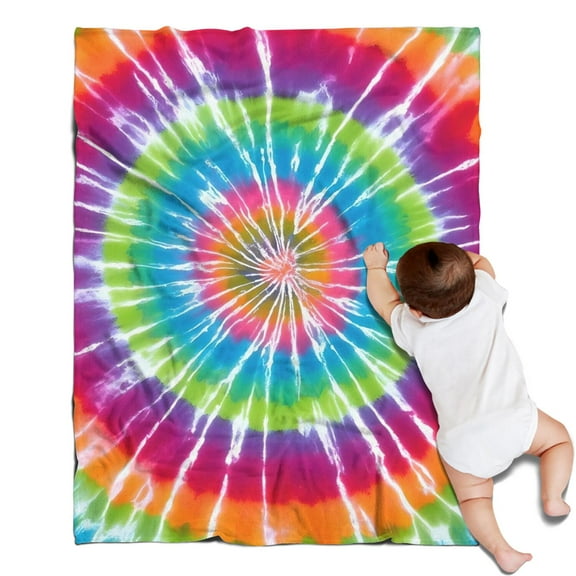 Rainbow Tie Dye Mandala Pattern Blanket,Comfortable Soft Flannel Throw Blanket,All Season,Warm Lightweight Blankets for Sofa Bed Couch Living Room Chair,30"x40"