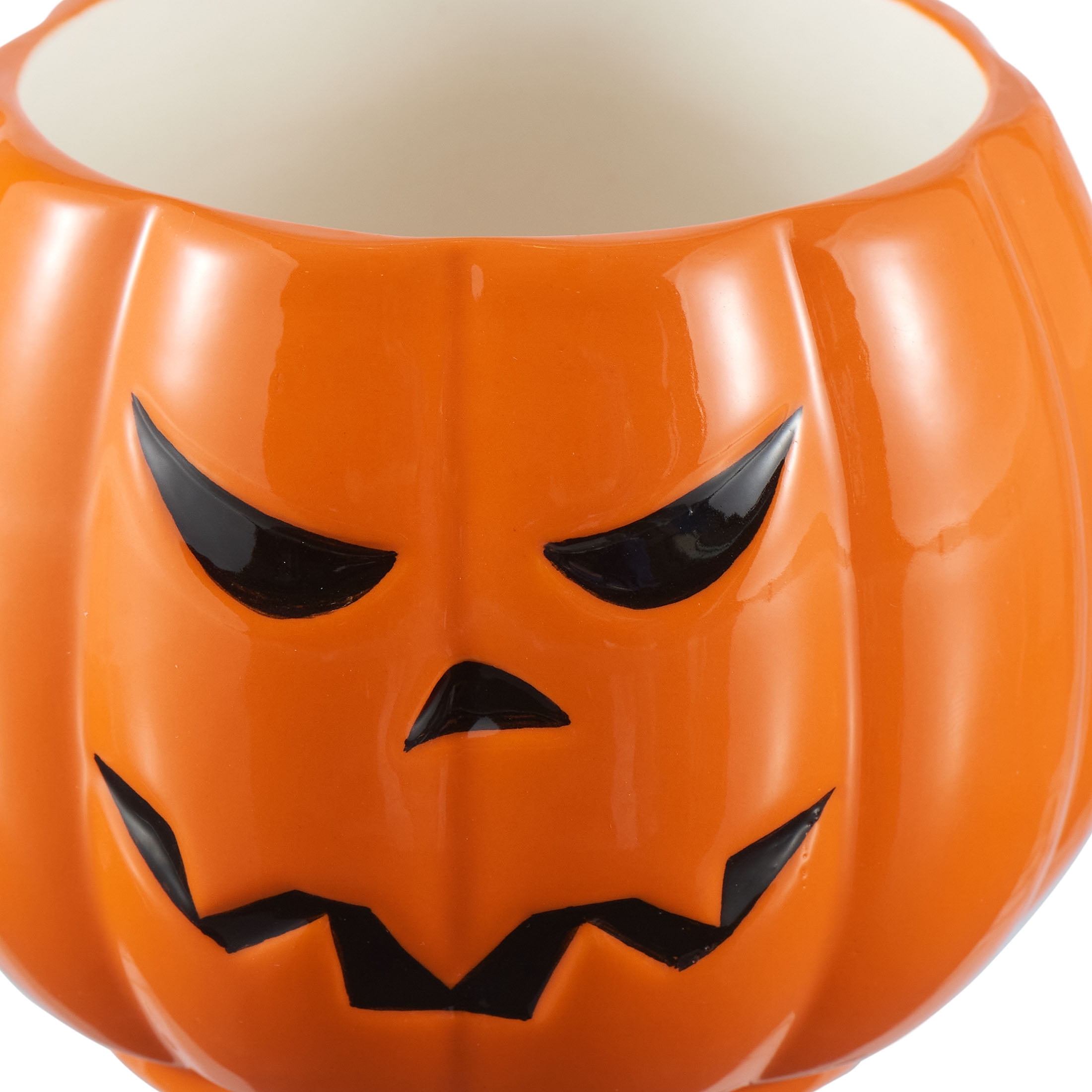 (2 pack) Halloween 13-Ounce Orange Pumpkin Stoneware Stackable Mug Set with Iron Rack, by Way To Celebrate