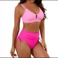thumbnail image 1 of Trajes de Baño de Cintura Alta para Mujer, Trajes de Baño con Control de Abdomen, Trajes de Baño de Dos Piezas con Recortes y Fruncido Cruzado, Conjuntos de Bikini. Rosa L, 1 of 8