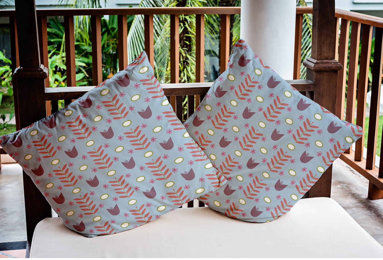 20" x 20" Simply Daisy Spring Garden Indoor/Outdoor Pillow, Lighter than Air Blue Qty 1