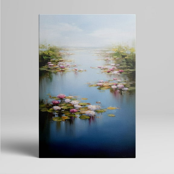 1pc Serene Water Lily Pond Landscape Framed Canvas Wall Art - Decor room hanging Wall Picture Decor for Home Gifts, living room, bathroom, bedroom, kitchen wall art decor canvas wall art