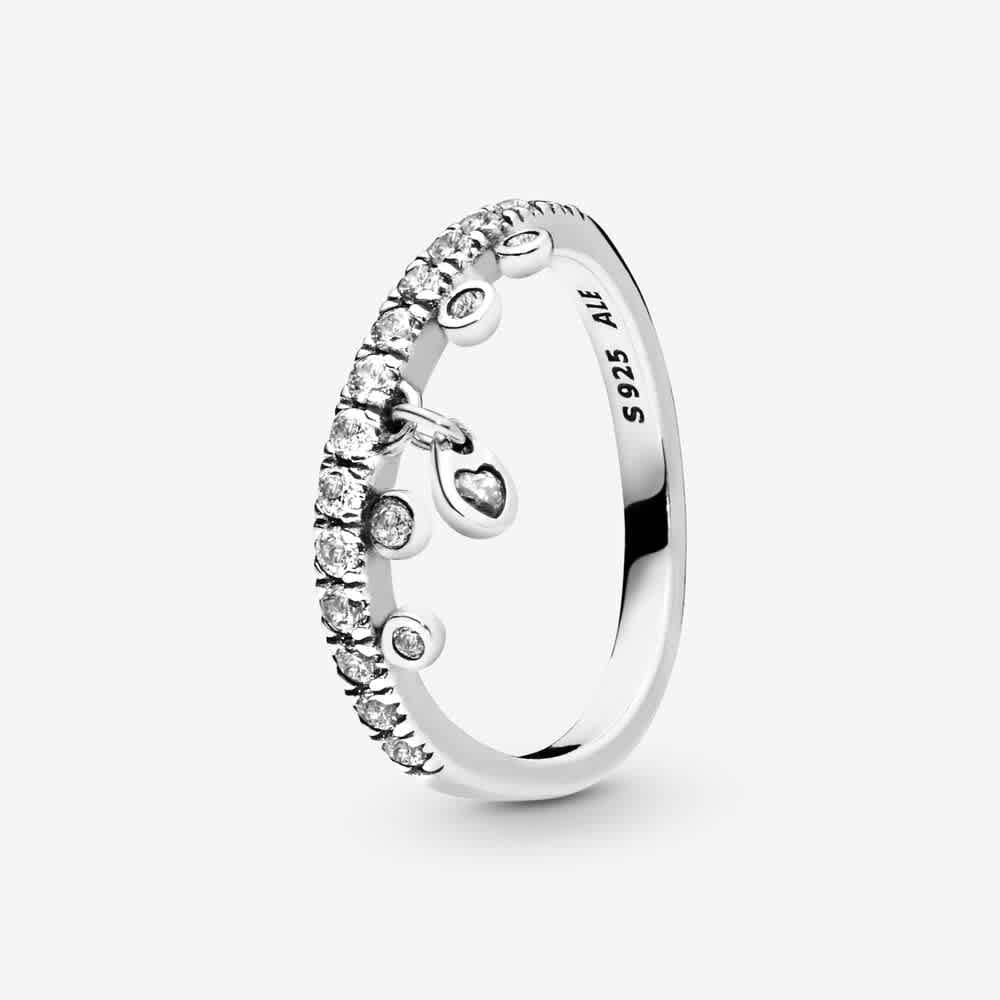 Chandelier ring in sterling silver w/4 bezel-set, 14 bead-set Ring sz ...