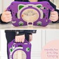 thumbnail image 2 of ELEHOLD Kids Case for iPad Mini 6, Cute Cat Design Heavy Duty Rugged Case with Kickstand Handstrap Shoulder Strap Pencil Holder Shockproof Case For iPad mini (6th Generation),Purple, 2 of 7