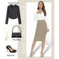 thumbnail image 6 of Women's Office Work Pencil Skirt Stretch High Waist Below Knee Bodycon for Business Casual, 6 of 18
