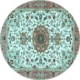 thumbnail image 1 of Ahgly Company Indoor Round Medallion Light Blue Traditional Area Rugs, 7' Round, 1 of 4