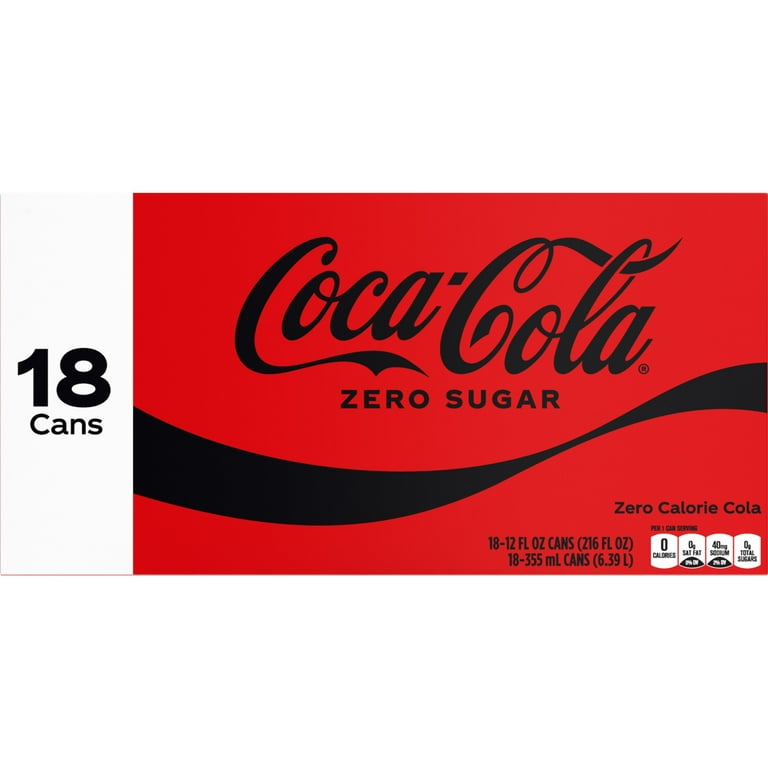 Coca-Cola Zero Sugar Soda Pop, Crisp Taste, 18 Pack Cans (12 fl oz