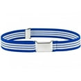 thumbnail image 1 of Kids Elastic Adjustable Strech Belt With Silver Square Buckle - Royal Blue And White Stripe, 1 of 2