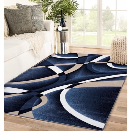Luxe Weavers Navy Modern Abstract Area Rug 8x11 Geometric Living Room Carpet