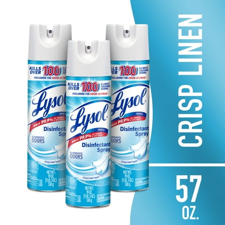 Lysol Disinfectant Spray, Sanitizing and Antibacterial Spray, Crisp Linen Scent, 19 fl oz, 3 pack