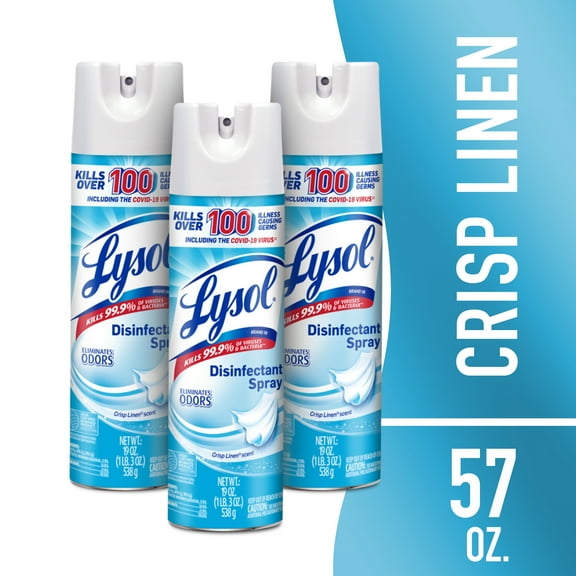 Lysol Disinfectant Spray, Sanitizing and Antibacterial Spray, Crisp Linen Scent, 19 fl oz, 3 pack
