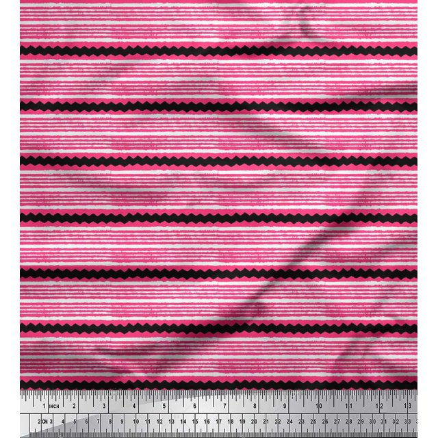 Soimoi Cotton Poplin Fabric Stripe Block Print Sewing Fabric Yard 56 Inch Wide