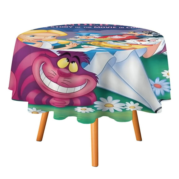 Alice in Wonderland-Theme Round tablecloth has an iconic print, fits most tables, and is easy to care for perfect gifts for fans friends and family.diameter60''(152cm)